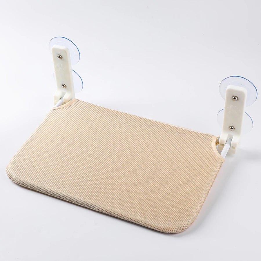 hamac fenetre pliable chat maille beige ventouse