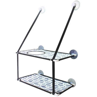 Hamac de fenêtre pour chat vu de l'intérieur du salon