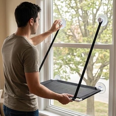 Hamac de fenêtre pour chat en tissu doux et résistant