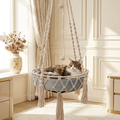 Hamac pour chat en coton tissé main vue d'ensemble