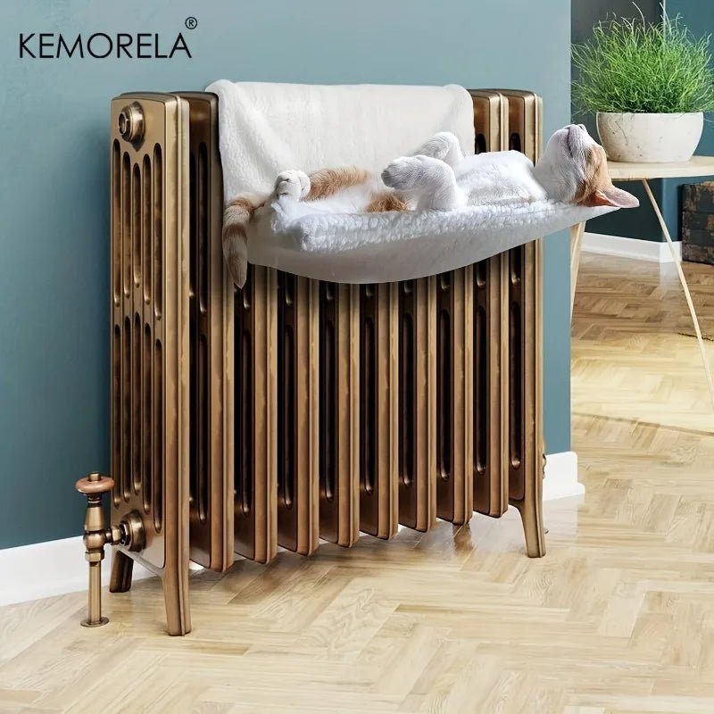 hamac radiateur chat peluche gris clair seul