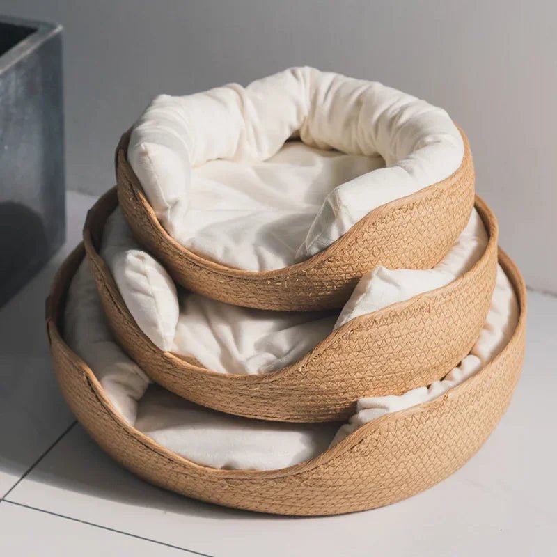 panier en osier pour chat | Tissé Main Naturel - Le Bonheur du Chat