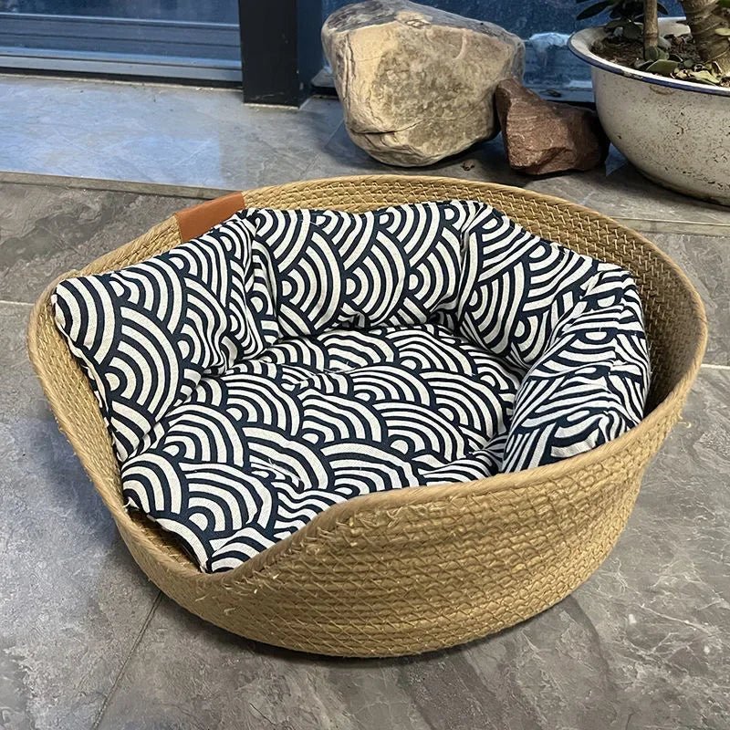 panier en osier pour chat | Tissé Main Naturel - Le Bonheur du Chat