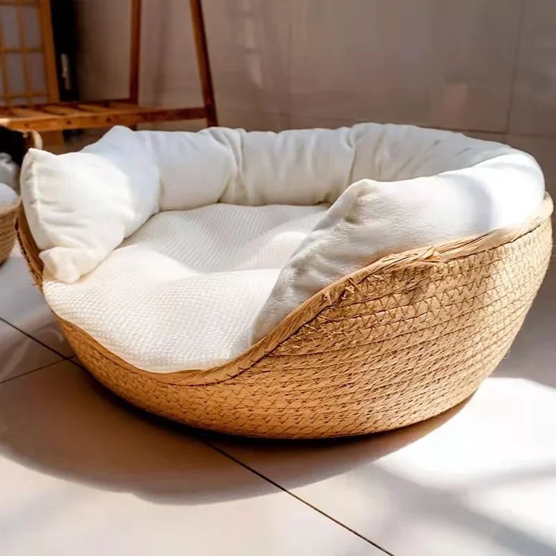 panier en osier pour chat | Tissé Main Naturel - Le Bonheur du Chat