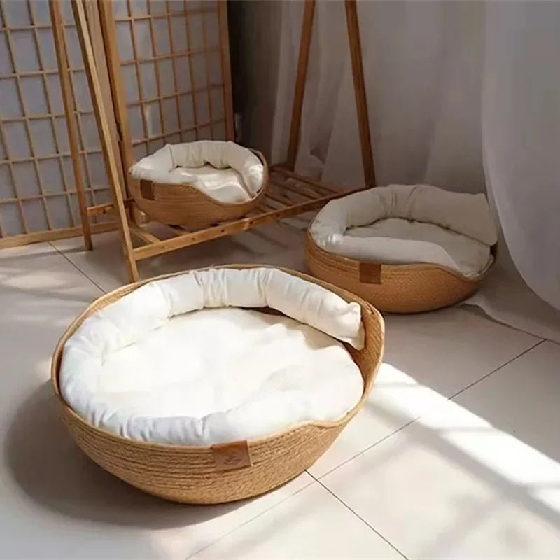 panier en osier pour chat | Tissé Main Naturel - Le Bonheur du Chat