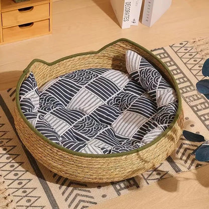 panier osier pour chat | Naturel - Le Bonheur du Chat