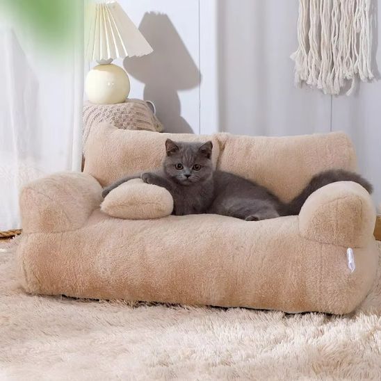 Panier sofa pour chat vu de côté, structure complète