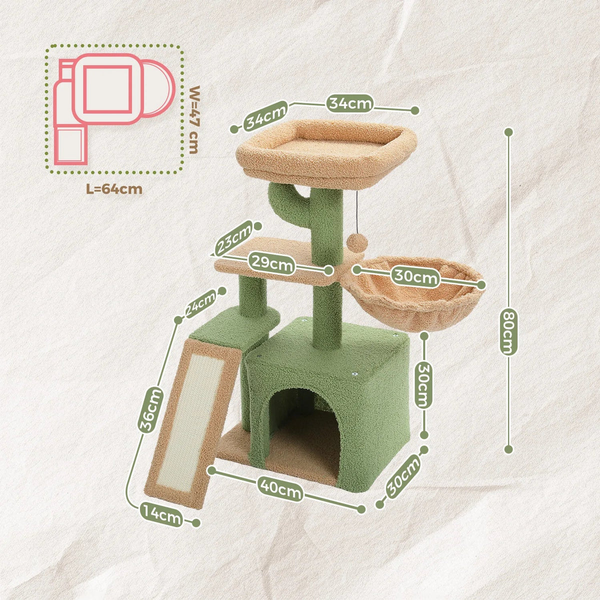 Petit arbre a chat Compact — La niche fermée intégrée répond à cette recherche constante de sécurité.